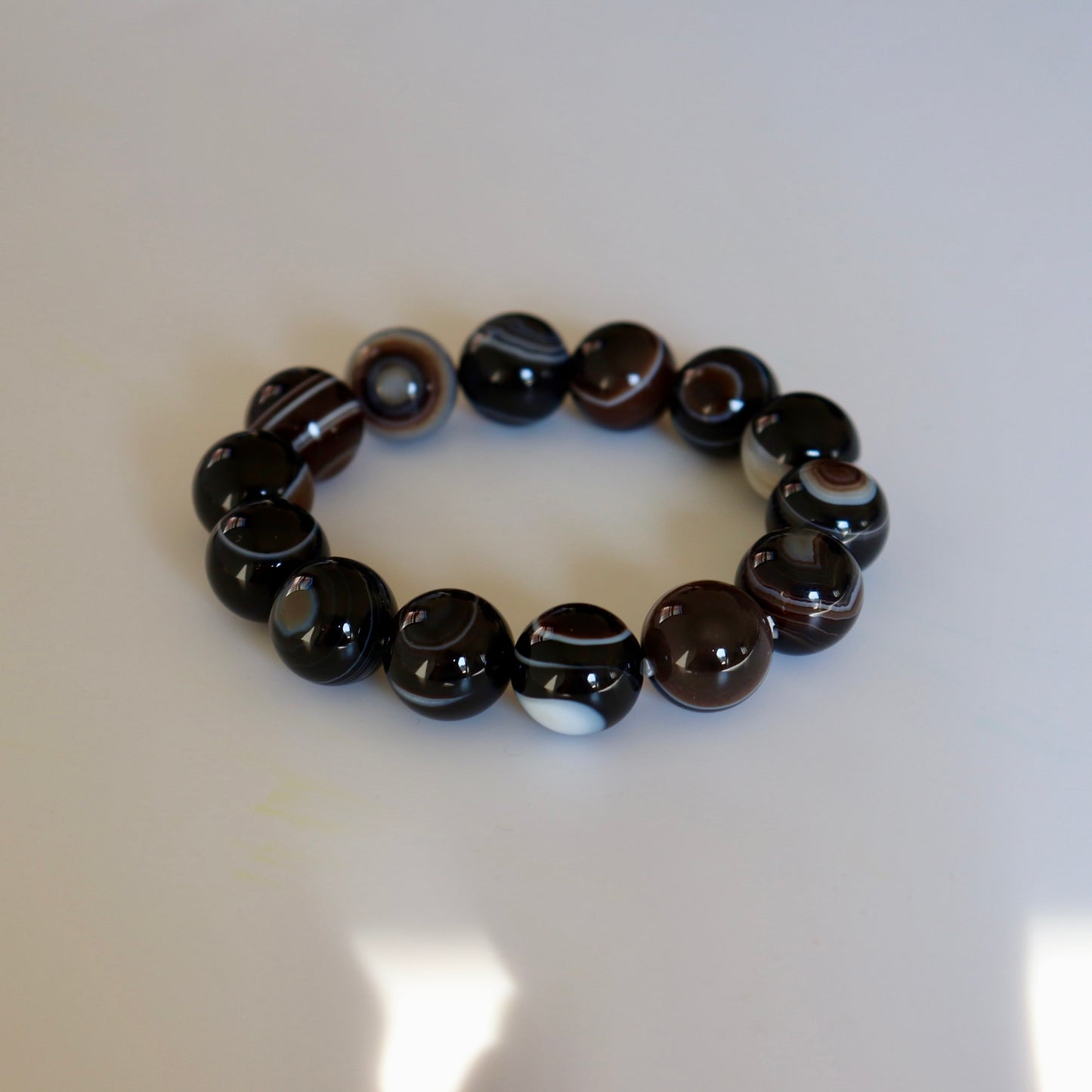 天眼石 黒天眼 瑪瑙 ブレスレット EyeAgate 14mm