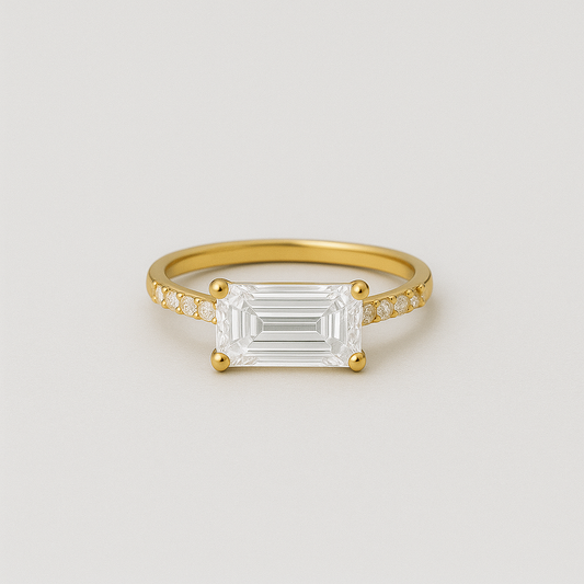 K18 2.5ct エメラルドカット ラボグロウンダイヤモンド リング［IGI鑑定書付き］